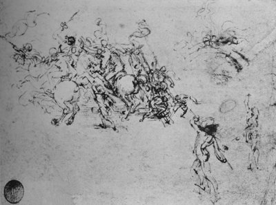 Tanulmányok a lovasok harcáról és a gyalogos katonákról, c1480 1945 alkotó: Leonardo da Vinci