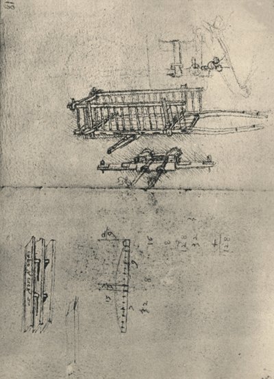 Tanulmányok egy szekérről stb., c1480 1945 alkotó: Leonardo da Vinci