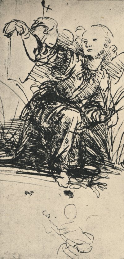 Tanulmányok egy térdelő angyalról, c1467-1519, 1945 alkotó: Leonardo da Vinci