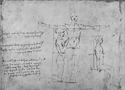 Tanulmányok a három alak arányairól, c1480 1945 alkotó: Leonardo da Vinci