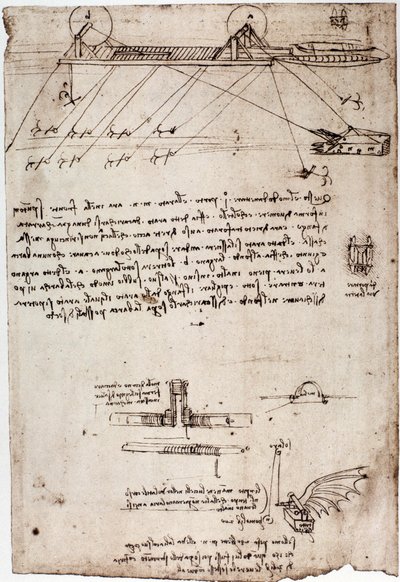 Leonard de Vinci (Leonardo da Vinci) (1452-1519) tanulmánya egy tengeri kotróra. Rajz tollal és tussal. alkotó: Leonardo da Vinci