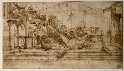 Tanulmány a mágusok imádásához (ceruzarajz alkotó: Leonardo da Vinci