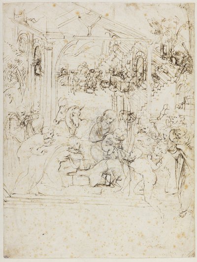 Tanulmány a mágusok imádásához, 1481 körül. alkotó: Leonardo da Vinci