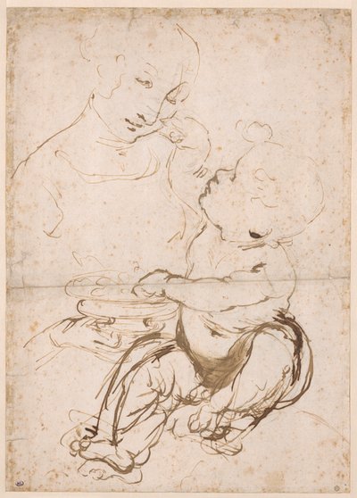Tanulmány a Madonnának gyümölcstállal, 1478 körül. alkotó: Leonardo da Vinci