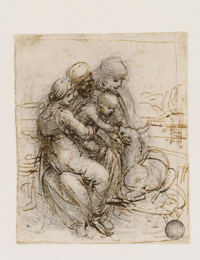 Szűz és gyermek Metterza Szent Annával, c. 1501. alkotó: Leonardo da Vinci