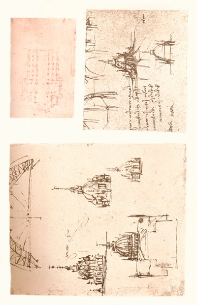Három rajz a milánói dómról, c1472-c1519 1883 alkotó: Leonardo da Vinci