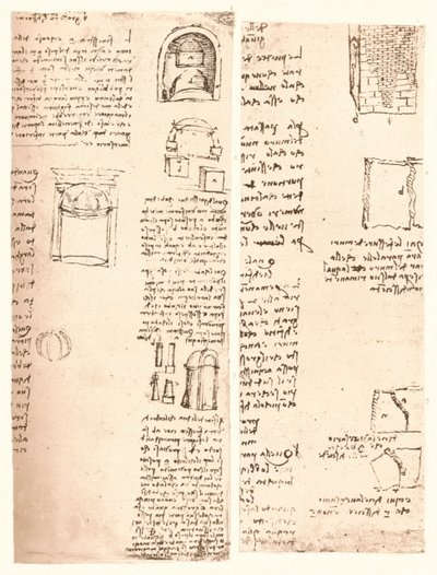 Két építészeti rajz, c1472-c1519 1883 alkotó: Leonardo da Vinci