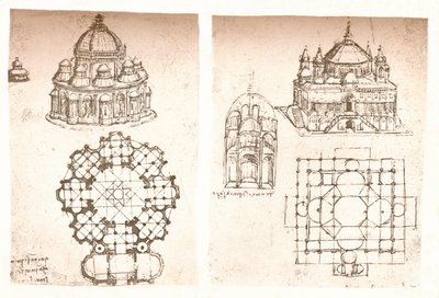 Két templomrajz, c1472-c1519 1883 alkotó: Leonardo da Vinci