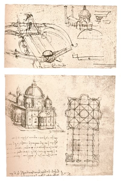 Két templomrajz, c1472-c1519 1883 alkotó: Leonardo da Vinci