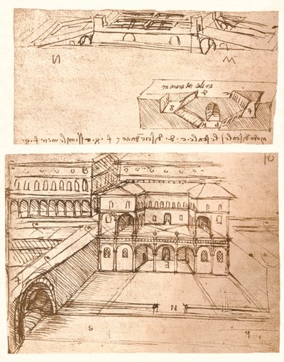 Két városi tervrajz, c1472-c1519 1883 alkotó: Leonardo da Vinci