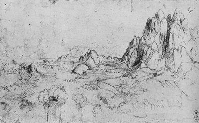 Kilátás a hegységre, c1480 1945 alkotó: Leonardo da Vinci