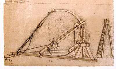 Hadigépezet: Leonard de Vinci (Leonardo da Vinci) katapulttanulmánya (1452 - 1519). alkotó: Leonardo da Vinci