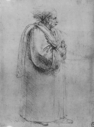 Egy öregember teljes hossza profiljában jobbra, c1480 1945 alkotó: Leonardo da Vinci