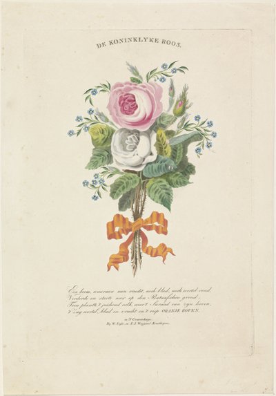 Rózsa sziluett portrékkal I. Vilmos Frederik holland királyról, Porosz Vilmosról, gyermekeikről, szüleiről és nővéréről alkotó: Leonardus Schweickhardt