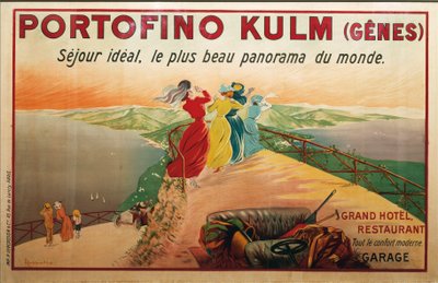 A Portofino hote, Portofino Kulm hirdetése, Leonetto Cappiello illusztrációja, plakát alkotó: Leonetto Cappiello