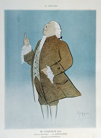 Constant Poppy Groin (1841-1909) komikus, Saint Phar szerepében Rejane „La Montansier” című művében 1904-ben. Leonetto Cappiello (1875-1942) akvarellje Párizs. Dekoratív művészet alkotó: Leonetto Cappiello