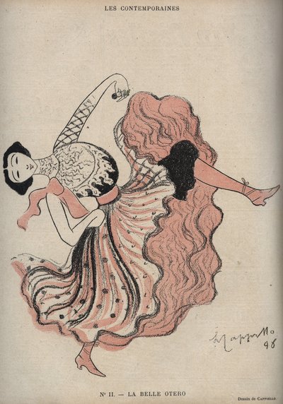 Caroline (La Belle) Otero (1868-1965), spanyol táncosnő és kurtizán portréja – Leonetto Cappiello (1875-1942) rajza az 1898-as „The Rire”-ben alkotó: Leonetto Cappiello