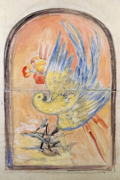 Art Deco stílusú szék háttámlájának előkészítő rajza Le Perroquet szalonjába, gouache Leonetto Cappiello (1875-1942), Olaszország, XX. század alkotó: Leonetto Cappiello