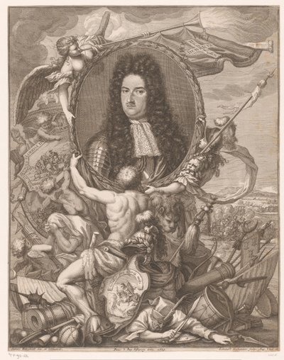 Savoyai Eugéniusz portréja allegorikus alakokkal alkotó: Leonhard Heckenauer