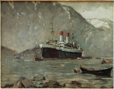 Hamburg-Süd személyszállító gőzhajó egy norvég fjordban alkotó: Leonhard Sandrock