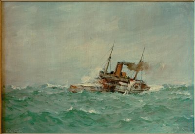 Raddampfer in grober Lásd alkotó: Leonhard Sandrock