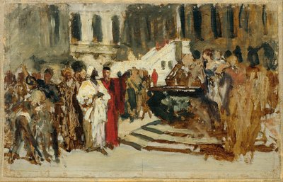 Vázlat az "Arab kereskedők Velencében" című festményhez alkotó: Leopold Carl Muller