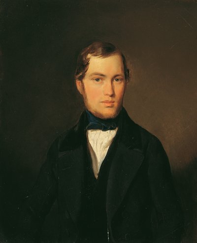 Fiatal férfi kék nyakkendővel alkotó: Leopold Fertbauer