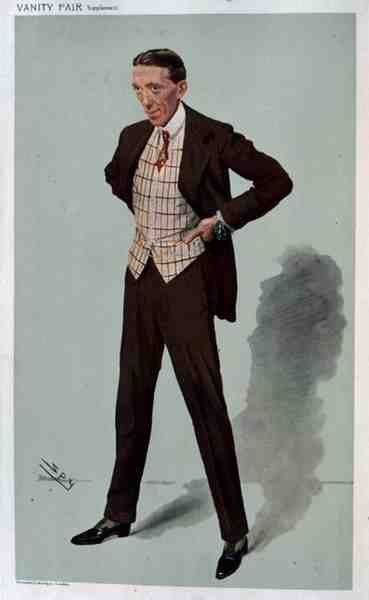 "Gerald", Gerald du Maurier (1873-1934) "kém" rajzfilmje a Vanity Fairből, 1907. december 25. (színes litó) alkotó: Leslie Matthew Ward