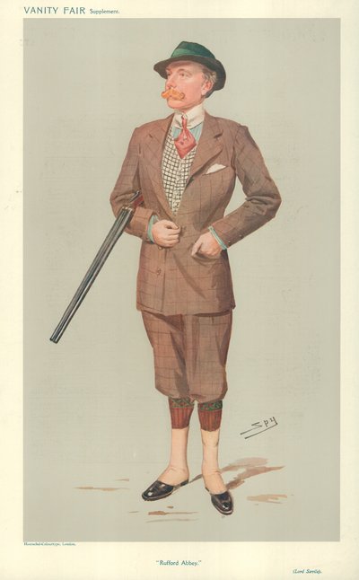 Lord John Savile, Rufford Abbey, 1908. április 15., Vanity Fair rajzfilm alkotó: Leslie Matthew Ward