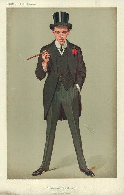 Mr F E Smith, A Successful First Speech, Moab is my Washpot, 1907. január 16., Vanity Fair karikatúra. alkotó: Leslie Matthew Ward