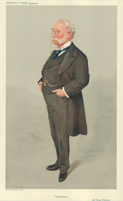Sir Thomas Wrightson, Vámreform, 1908. május 6., Vanity Fair rajzfilm alkotó: Leslie Matthew Ward