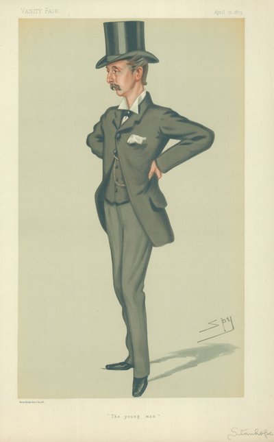 A Hon Edward Stanhope képviselő, A fiatalember, 1879. április 12., Vanity Fair rajzfilm alkotó: Leslie Matthew Ward