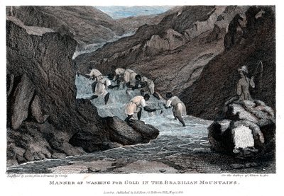 Az aranymosás módja a brazil hegyekben, 1814 alkotó: Lester