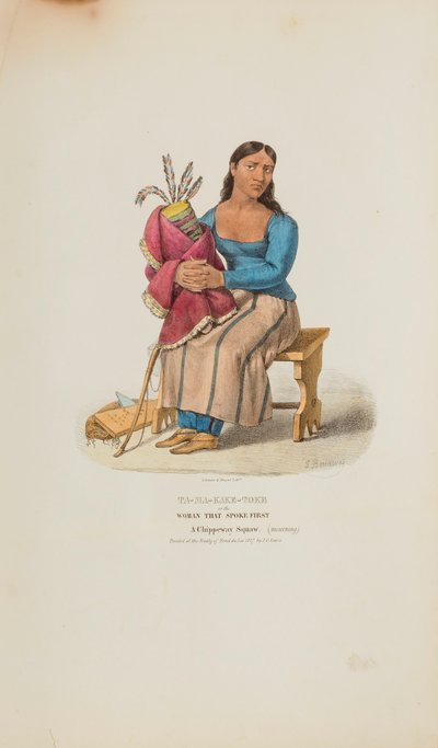 TA-MA-KAKE-TOKE vagy a nő, aki először beszélt; A Chippeway Woman (gyászoló), a The Aboriginal Portfólióból alkotó: Lewis, James Otto