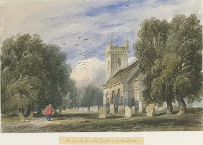 Bradley-in-the-Moors templom: akvarell festészet és [c 1830-1840] alkotó: Lewis John Wood