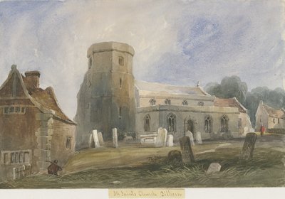 Dilhorne templom: akvarell festészet, és [c 1830-1840] (festmény) alkotó: Lewis John Wood