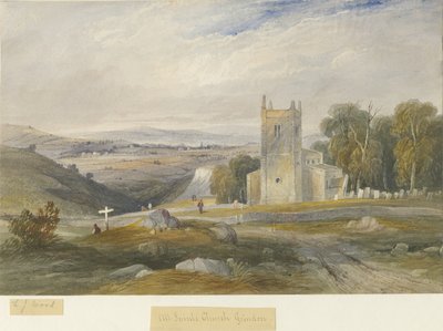 Grindon Church: akvarell festészet, és [c 1830-1845] alkotó: Lewis John Wood