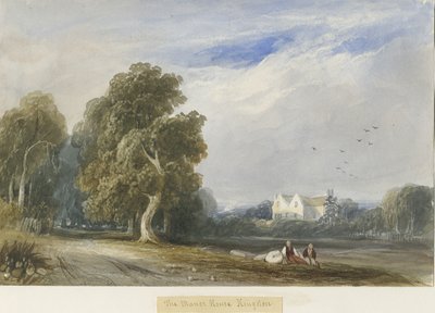 Kingstone – The Manor House: akvarell festészet, és [c 1830-1840] alkotó: Lewis John Wood
