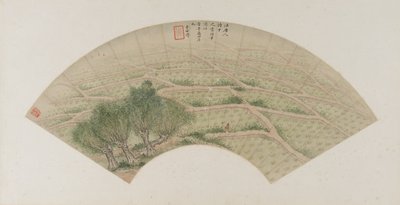 Rizsföldek gémekkel, Qing-dinasztia, 1741 (tinta és szín a papíron) alkotó: Li Shizuo