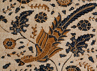 Batik hagyományos dizájnnal, peksi podang néven, Surakarta, Java, Indonézia, részletek alkotó: Unbekannt Unbekannt