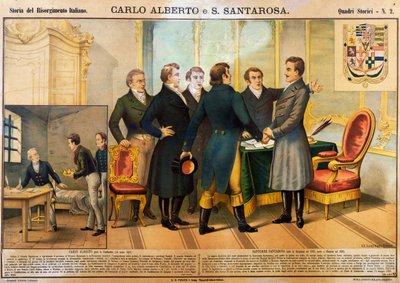 Carlo Alberto alkotmányos esküt tesz március 14-én alkotó: Unbekannt Unbekannt