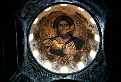 Pantokrátor Krisztus, Panagia Parigoritissa templom belső kupolája, Arta, Epirus, Görögország alkotó: Unbekannt Unbekannt