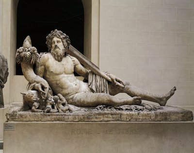 Márvány szobor, amely a Tiberis folyót, Ízisz és Szerapiszt templomot ábrázolja, Rómából alkotó: Unbekannt Unbekannt