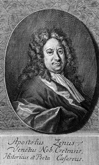 Apostolo Zeno (kb. 1668-1750) olasz költő, librettista, újságíró és levélíró portréja, metszet alkotó: Unbekannt Unbekannt