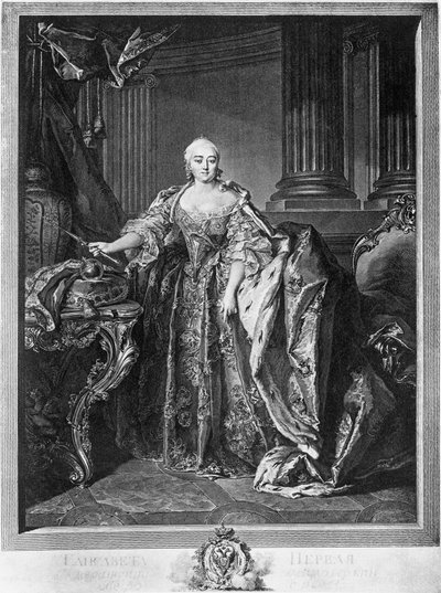 Erzsébet Petrovna (1709-1761), 1741-től haláláig orosz császárnő portréja, metszet alkotó: Unbekannt Unbekannt