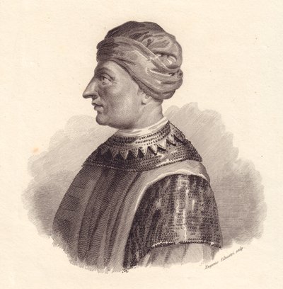 Can Francesco della Scala olasz katonai vezető portréja, más néven Cangrande I (1291-1329), Eugenio Silvestri rézmetsze alkotó: Unbekannt Unbekannt