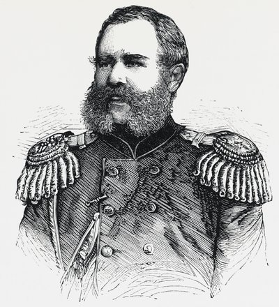 Nyikolaj Obrucsev (1830-1904) orosz tábornok portréja, metszet alkotó: Unbekannt Unbekannt