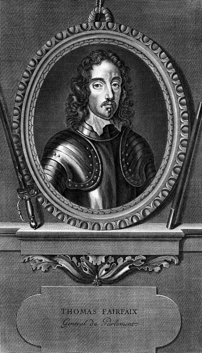 Thomas Fairfax, Cameron 3. Lord Fairfax (1612-1671), angol tábornok és az angol polgárháború alatti parlamenti főparancsnok portréja, metszet alkotó: Unbekannt Unbekannt