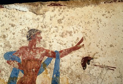 Felvonulás sportolóval, részlet, freskó a búvár sírjából, Paestum, Campania, Olaszország, ókori görög civilizáció, Magna Graecia, Kr.e. 3. század (fotó) alkotó: Unbekannt Unbekannt