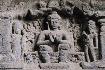 Buddhát ábrázoló dombormű, Karla barlangok, Maharashtra, India, 2. század. alkotó: Unbekannt Unbekannt